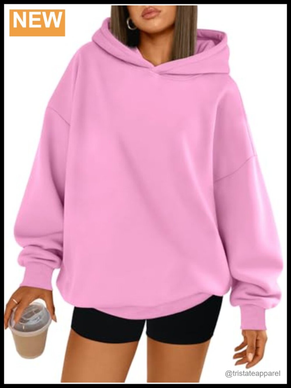 Oversized Hoodie Fleece Lined Pullover Sweatshirt Drop Shoulder